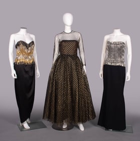 THREE BEADED OR LAME’ TULLE EVENING GOWNS, 1980s