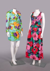 CHRISTIAN LACROIX & LOUIS FERAUD PRINTED FLORAL ENSEMBLES, 1970-1990