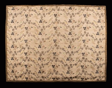 LARGE SILVER & SILK BROCADE PANEL, FRANCE, MID 18TH C