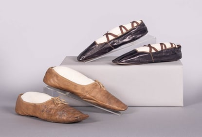 TWO PAIRS OF LEATHER STRAIGHTS, LATE 1830s