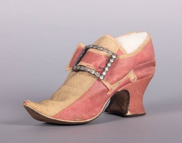 CALAMANCO LATCHET SHOE, ENGLAND, 1725-1730