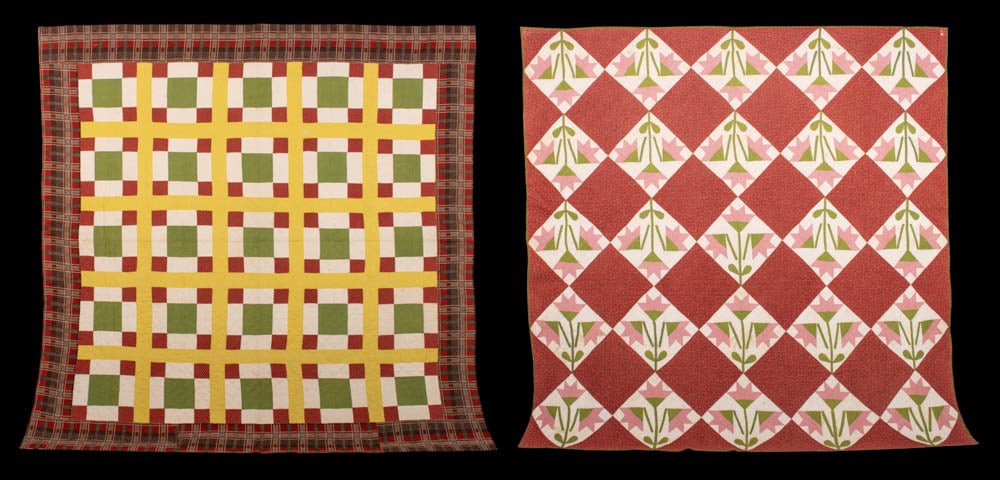 ONE NINE PATCH & ONE LILY QUILT, USA, 1850-1870 (1 of 10)