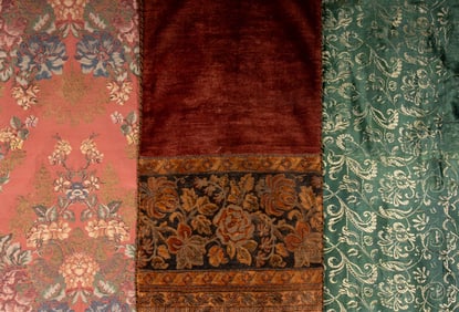 REPRODUCTION PATTERNED SILK OR VELOUR TEXTILES, LATE 19TH-EARLY 20TH C