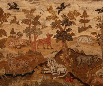 EMBROIDERED WOOL PICTURE, ENGLAND, c. 1740