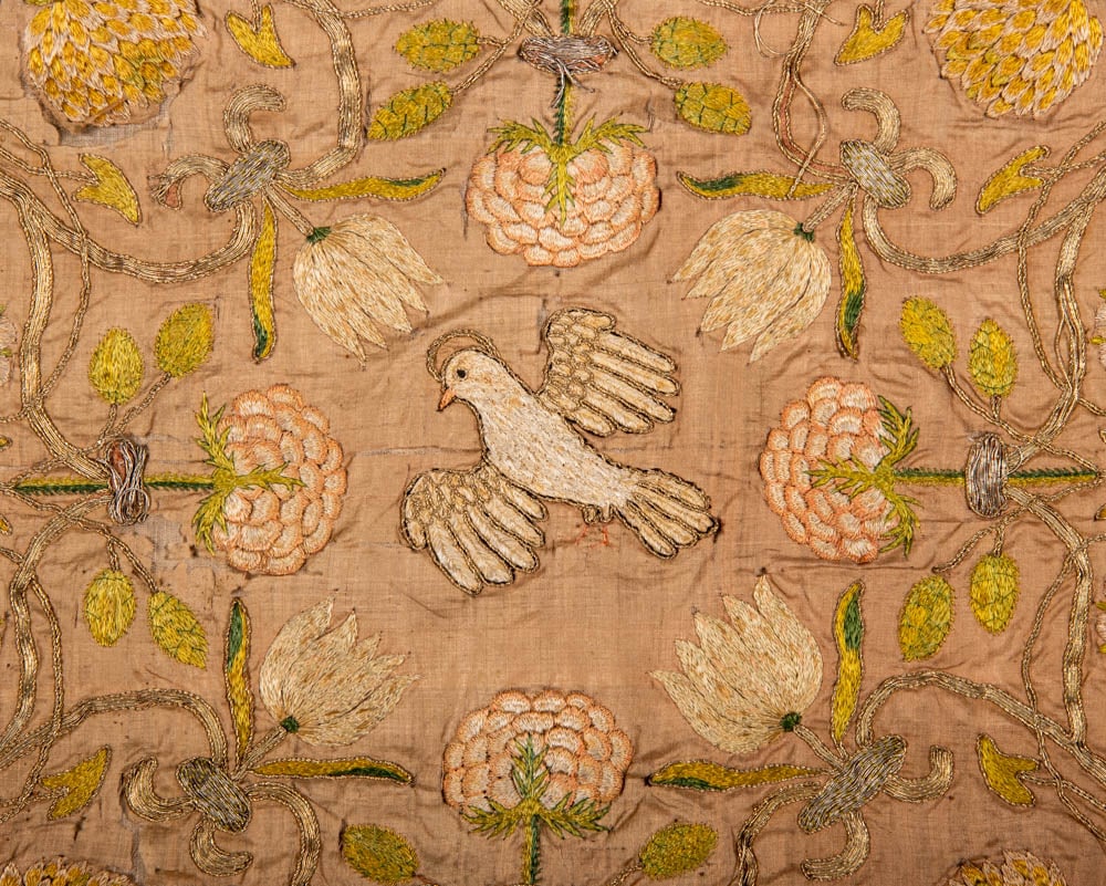 SILK & GILT EMBROIDERED CHALICE VEIL, SPAIN, 17TH C (1 of 8)