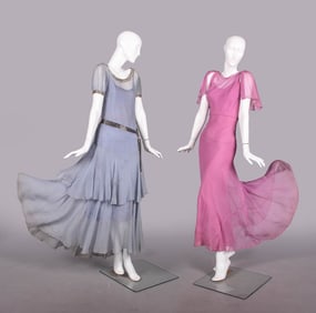 TWO SILK CREPE EVENING GOWNS, 1930-1935