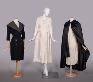 TWO COAT OR OVERDRESES & ONE SATIN CAPE, 1910-1950