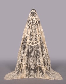 BOBBIN & NEEDLE LACE REPURPOSED VEIL, 1880s