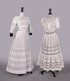TWO COTTON LINGERIE DRESSES, c. 1908-1913