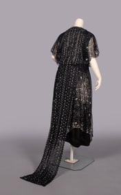 SILVER SEQUIN ENCRUSTED SILK EVENING GOWN, c. 1918