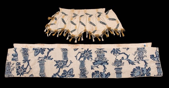 TWO LINEN BED VALANCES, FRANCE & AMERICA, 1725-1800