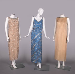 THREE HEAVILY BEADED SILK EVENING GOWNS, HONG KONG & USA, 1960s