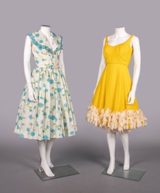 MOLLIE PARNIS & UNLABELED SILK PARTY DRESSES, LATE 1940-LATE 1950s