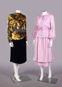 TWO VALENTINO VELVET & LINEN ENSEMBLES, ITALY, 1970-1990