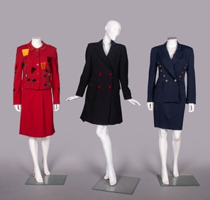 TWO MOSCHINO SKIRT SUITS & ONE COAT, ITALY, 1990-2000s