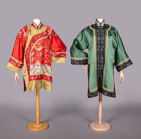 TWO EMBROIDERED CHINESE ROBES, 1940s