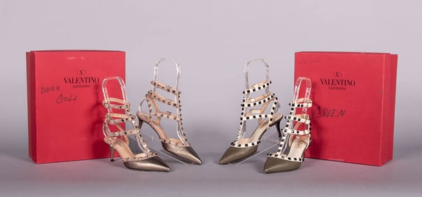 TWO PAIR VALENTINO STUDDED PUMPS, ITALY, MODERN
