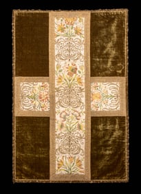 SILK & GILT EMBROIDERED PANEL, SPAIN, LATE 18TH C