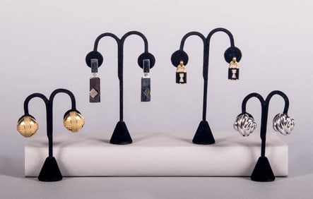 FOUR PAIR GIVENCHY EARCLIPS OR STUDS, PARIS, 1970-1990s
