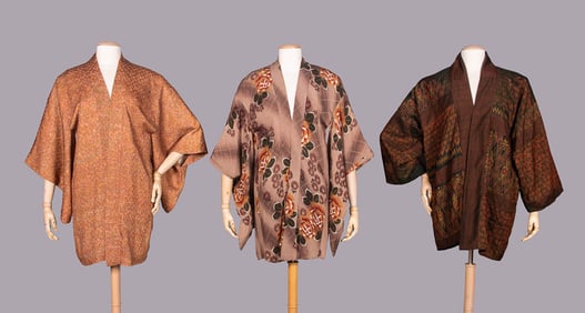 TWO HAORI & ONE IKAT ROBE, JAPAN & INDONESIA, MID-LATE 20TH