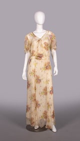 PRINTED CHIFFON GARDEN PARTY DRESS, 1930s