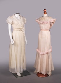 TWO PINA OR ORGANDY SUMMER PARTY DRESSES, 1930-1935