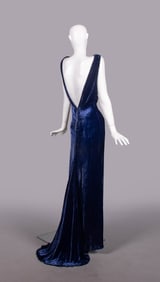 PANNE SILK VELVET EVENING GOWN, EARLY 1930s