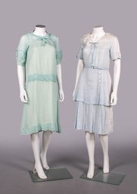 TWO COTTON OR LINEN DAY DRESSES, c. 1920