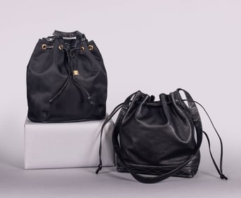 TWO VERSACE & BOTTEGA VENETA BUCKET BAGS, ITALY, 1980s & 2000s