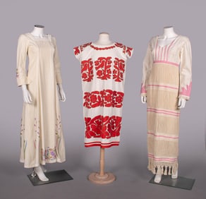 THREE TOURIST TRADE COTTON DRESSES, CENTRAL AMERICA, 1970-1990s