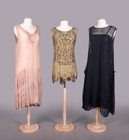 THREE EMBROIDERED CREPE EVENING GARMENTS, 1920s