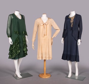 THREE SILK DAY DRESSES, 1920s
