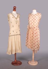 TWO SILK CREPE OR CHIFFON PARTY DRESSES, 1920s