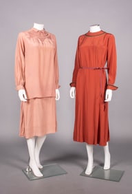 TWO SILK CREPE DAY DRESSES, NEW YORK, 1920s