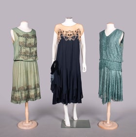 THREE BEADED & EMBROIDERED PARTY DRESSES, 1920s