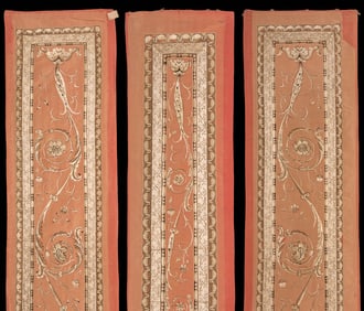 EMBROIDERED SILK FAILLE PILASTERS, ITALY, 1828-1835