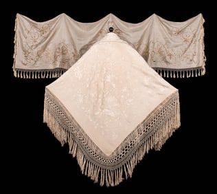 PADDED CANTON SHAWL & COUCHED LAME’ VALANCE, LATE 19TH C