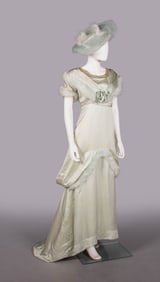 BEADED SILK SATIN PROMENADE GOWN, c. 1912