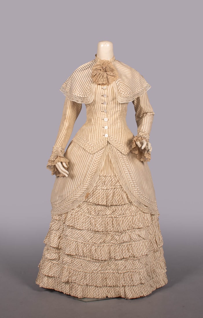COTTON BUSTLE DRESS, c. 1883 (1 of 10)