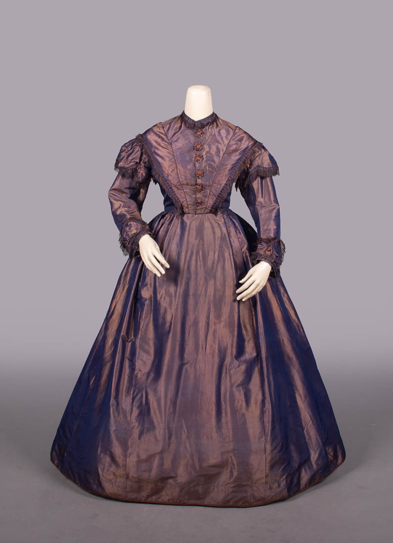 SHOT SILK TAFFETA DAY DRESS, c.1853