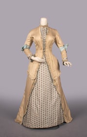 SILK & WOOL VISITING GOWN, c. 1878