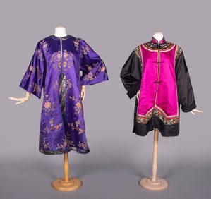 TWO CHINESE SILK ROBES, 1930s & MODERN