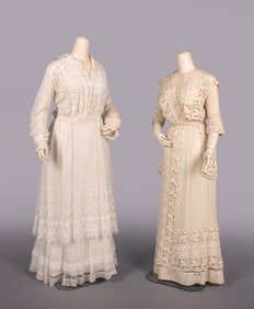 TWO COTTON LINGERIE DRESSES, 1910s