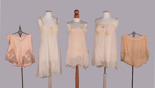 FIVE SILK STEP-INS & TAP PANTS, 1920’s-30’s