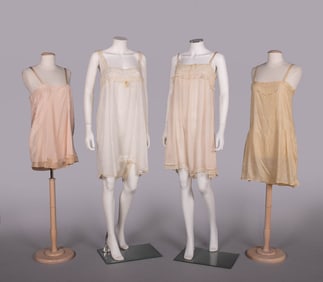 FOUR SILK OR COTTON STEP-INS, 1900-1930
