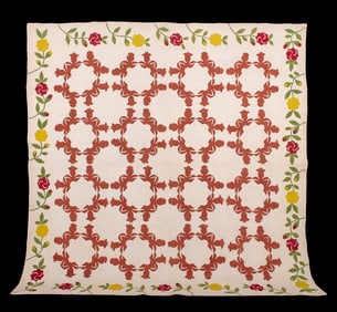 WREATH APPLIQUE QUILT, USA, 1850-1870
