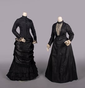 TWO MOURNING DRESSES, EARLY 1880s & c. 1904