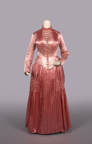 PINK SILK SATIN AFTERNOON OR DINNER DRESS, c. 1880