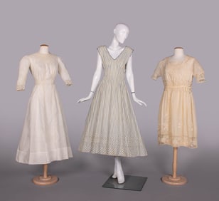 THREE COTTON OR LINEN DAY DRESSES, 1910-1920