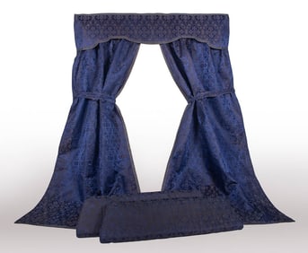 SET OF FOUR DAMASK WINDOW TREATMENTS, LATE 19TH-EARLY 20TH C